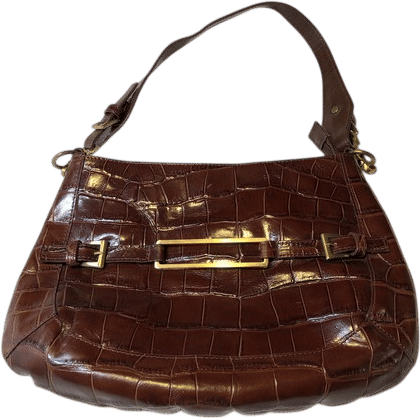 Maxx New York Brown Croc Embossed Leather Shoulder Bag SED