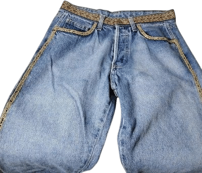 Vintage Fiorucci Jeans Mens 34 Denim Gold Brocade Waistband Button Fly 90s 34x32 | eBay