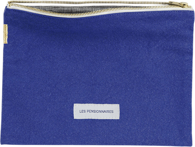 Les Pensionnaires Petite pochette en toile de coton bio bleu outremer