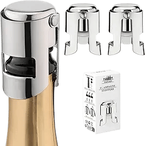 Champagne Stoppers for Bottles, Pafusen 2 Pack Champagne Sealer Stopper, Stainless Steel Champagne Cork Stopper Toppers, Saver for Champagne Cava Prosecco Sparkling Wine