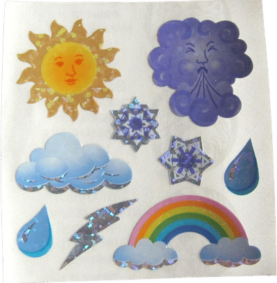 Vintage Sandylion Rainbow Cloud Sun Storm Glitter Stickers