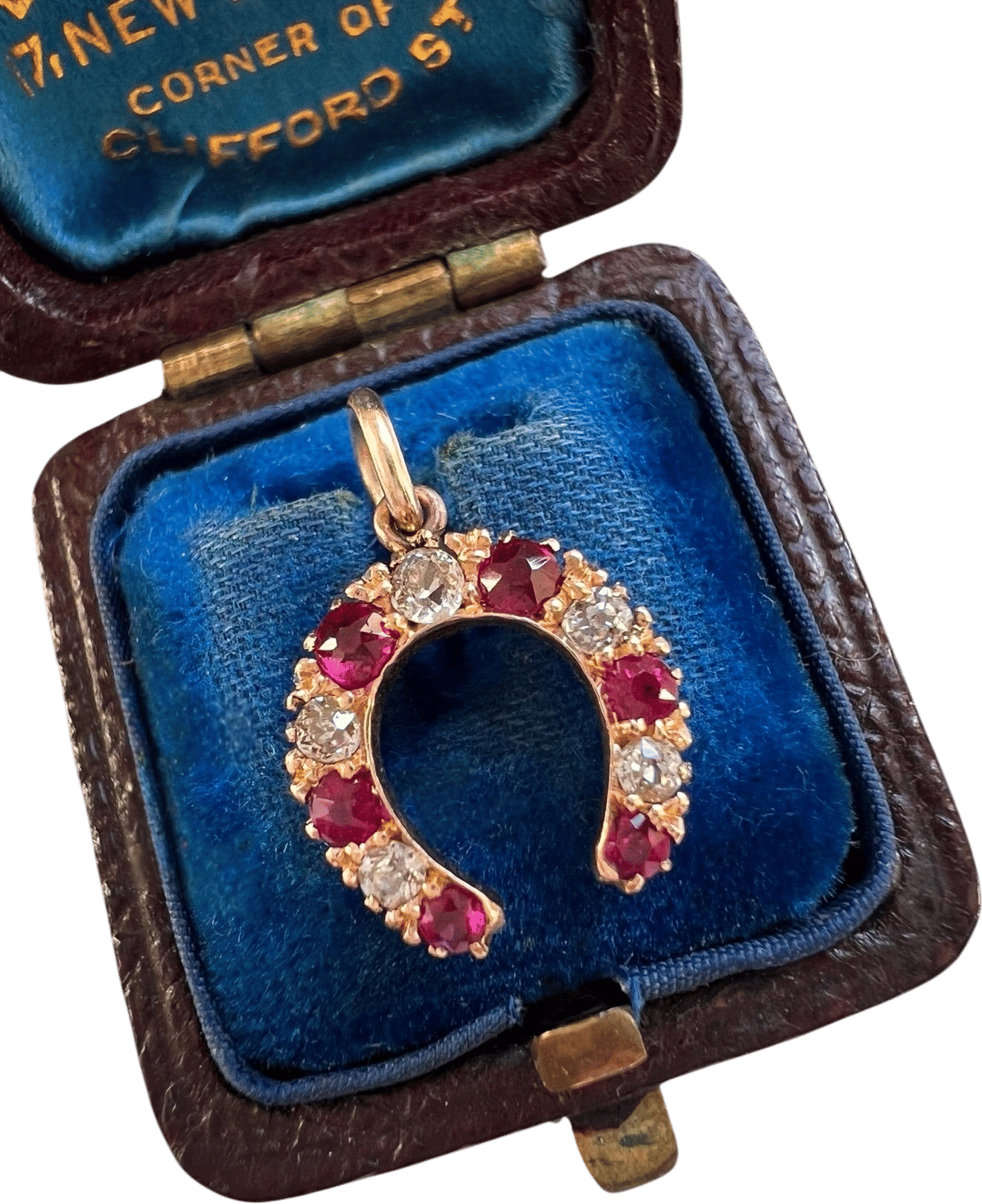 Victorian Diamond and Ruby Horseshoe Pendant