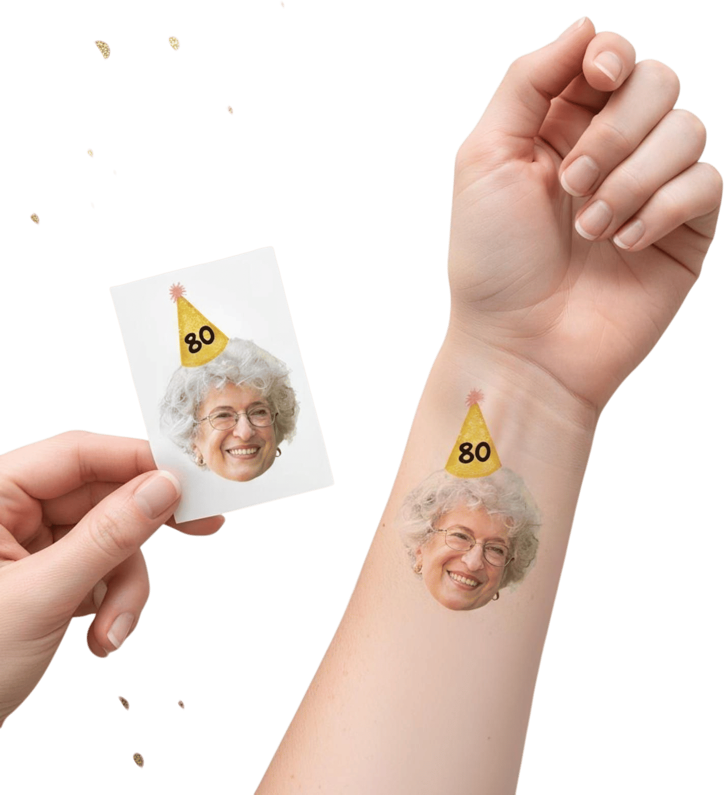 Custom Face Temporary Tattoo with Party Hat