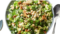 chopped salad with chickpeas, feta, avo