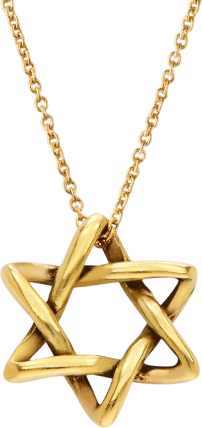 Curved Star of David Necklace in Gold Vermeil