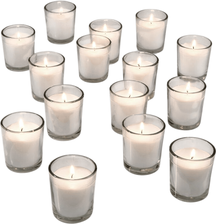 White Votives in Clear Glass (Set of 25)