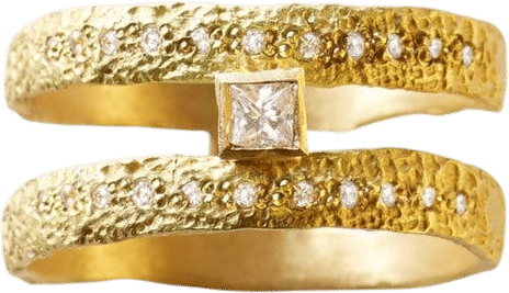 Roxy Graphic Lux Two Diamond Gold Ring