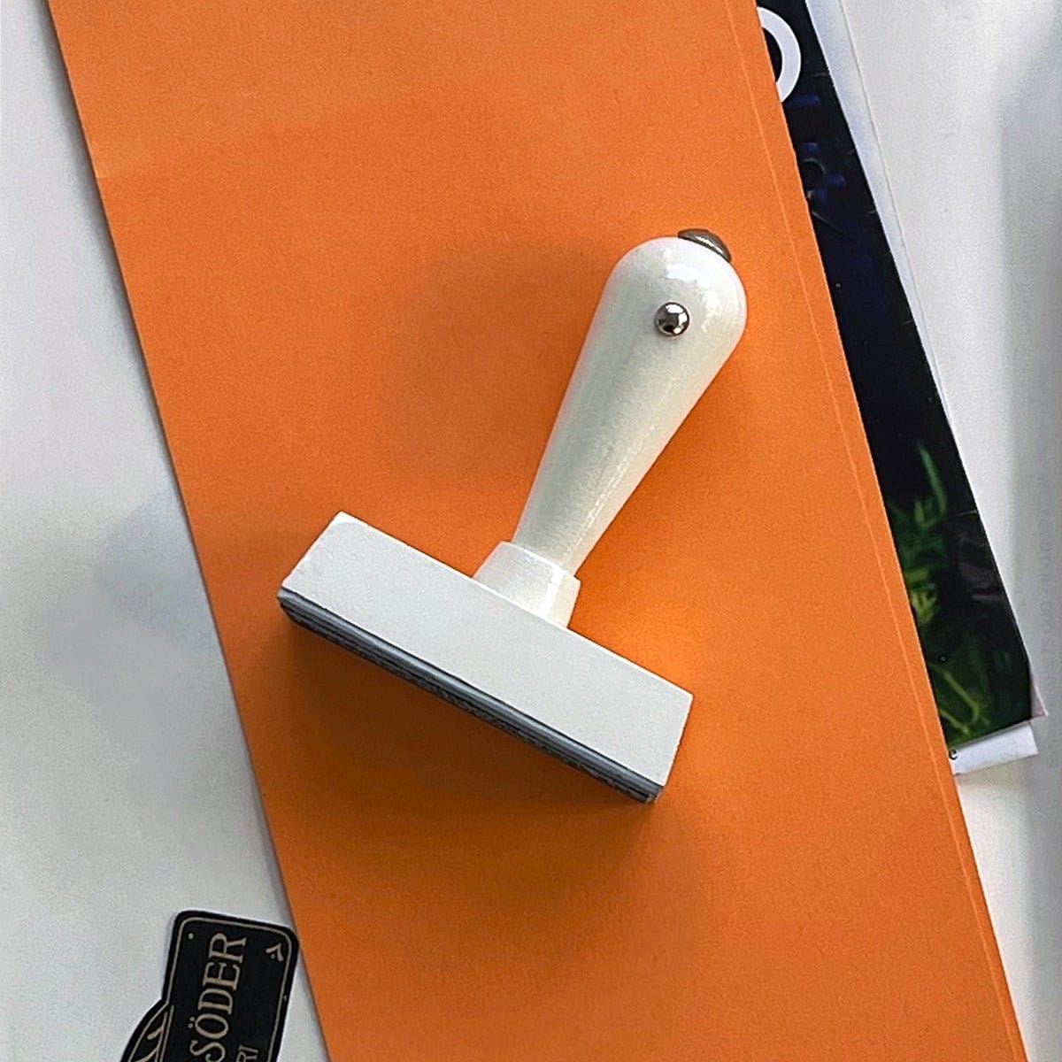 Custom Rubber Stamp: White Gloss Wood