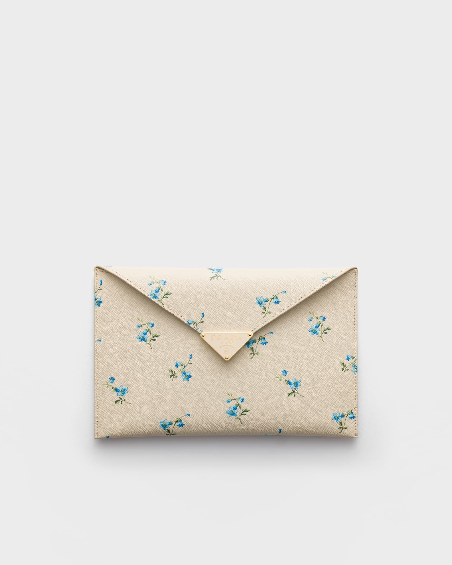 Printed Saffiano leather envelope clutch