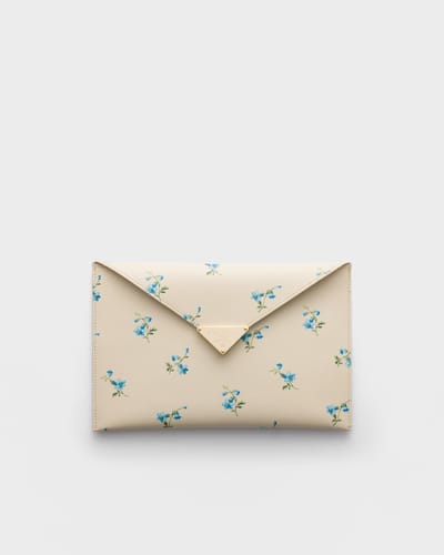 Printed Saffiano Leather Envelope Clutch