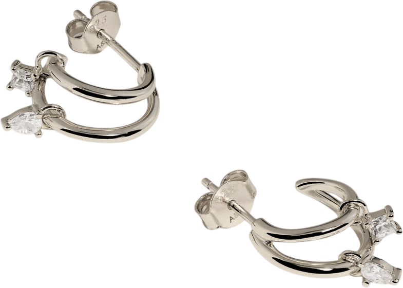 Astrid & Miyu Celestial Crystal Huggies in Silver