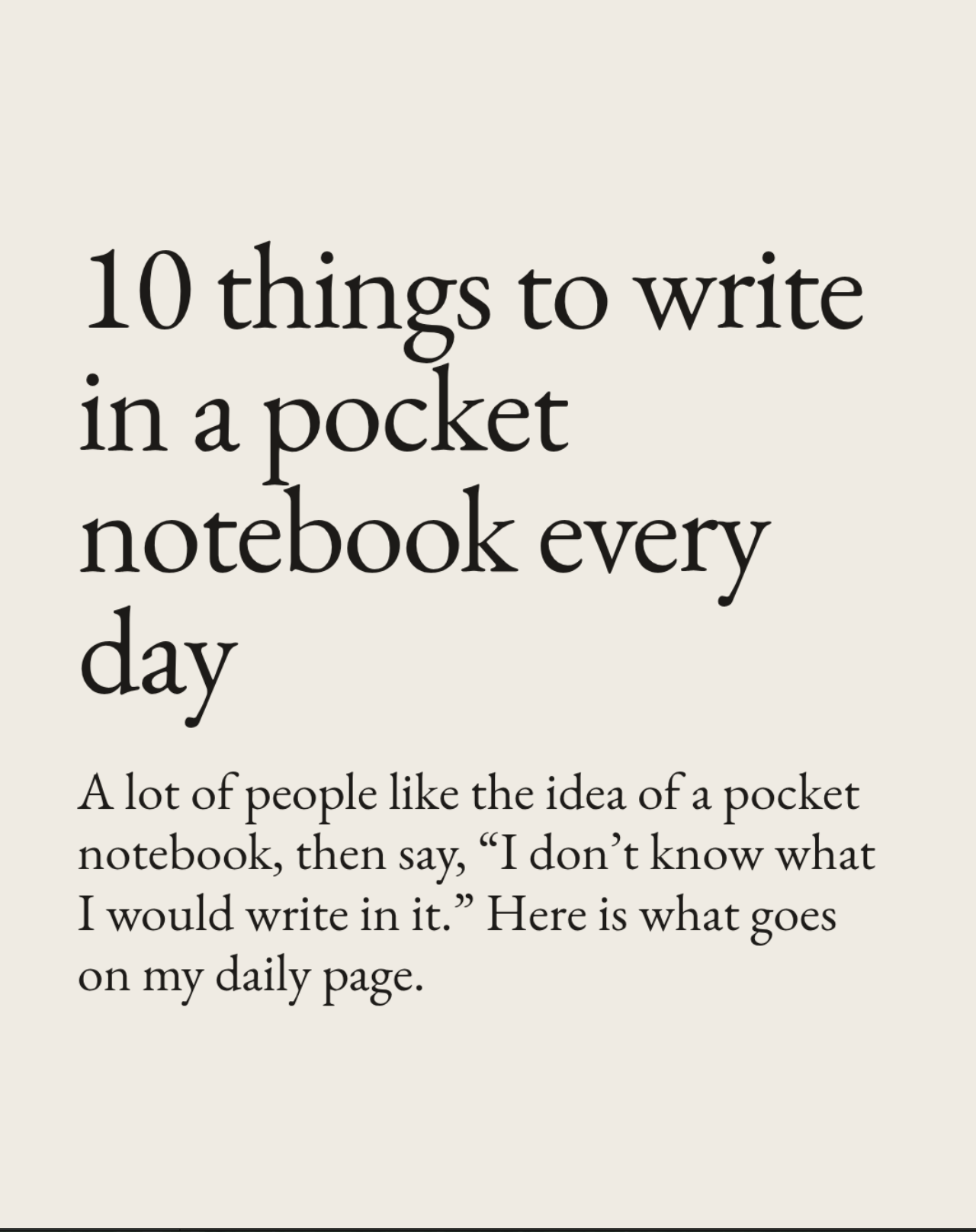 10 things to write down in your pocketbook