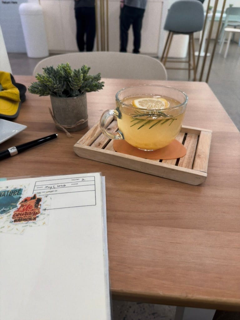 Sipping a Hot Cup of Honey Citron Tea While Journaling