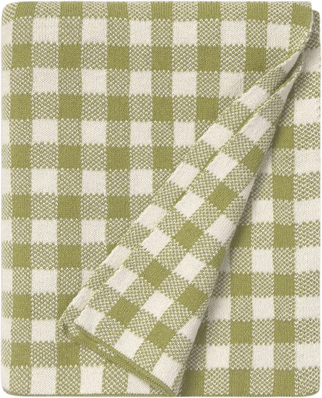 Lorena Canals Knitted Crib Blanket (Vichy / Matcha)