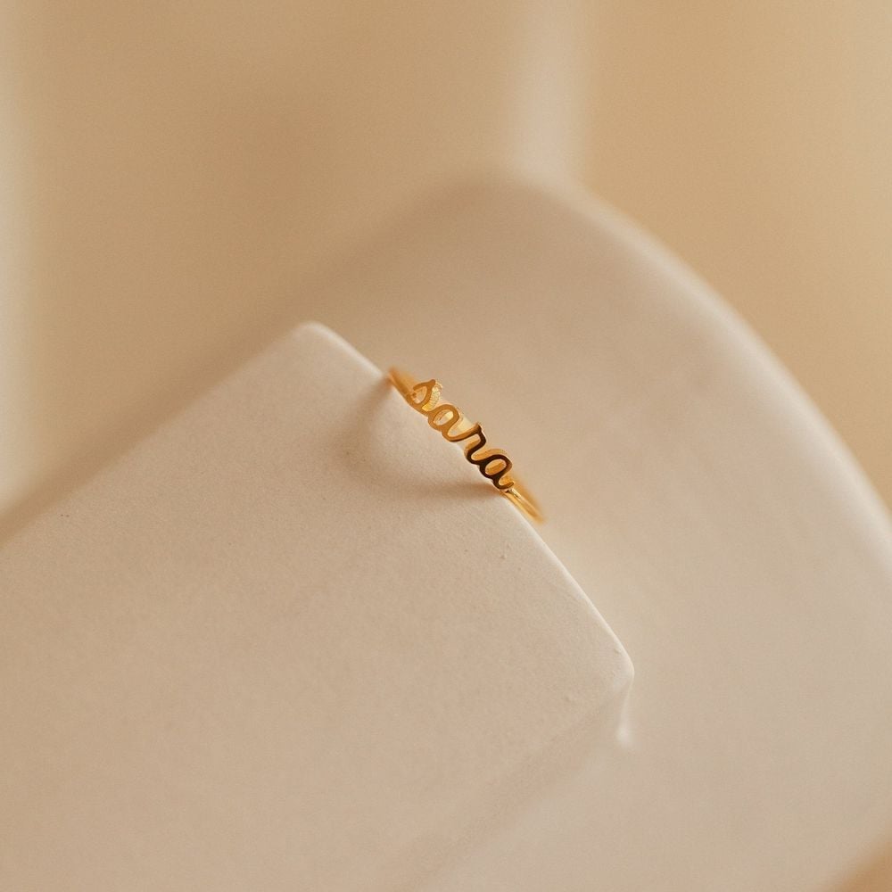 Custom Dainty Petite Script Name Ring | Caitlyn Minimalist