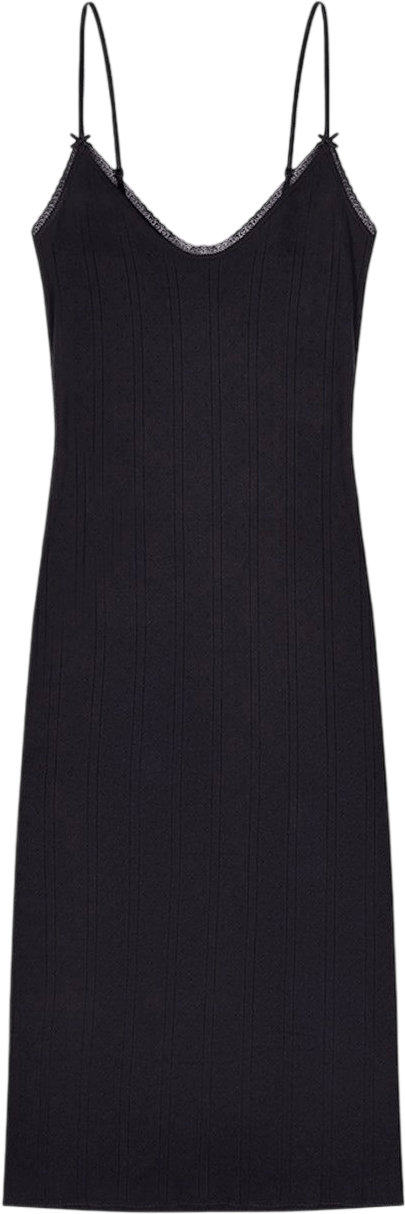 The Midi Slip: Black Pointelle
