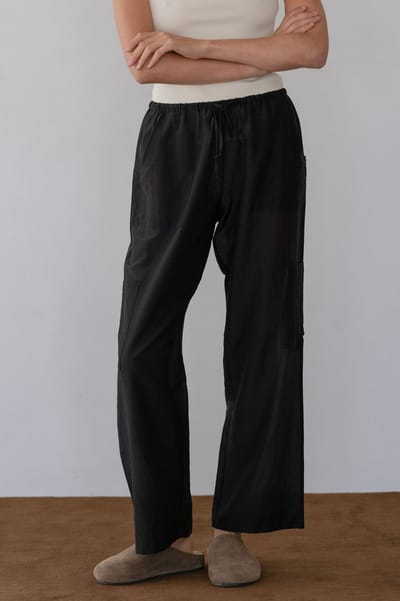 Jet Silk Cotton Sheer Cargo Pant