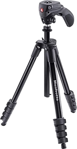 Manfrotto Compact Action Aluminum 5-Section Tripod Kit with Hybrid Head, Black (MKCOMPACTACN-BK)