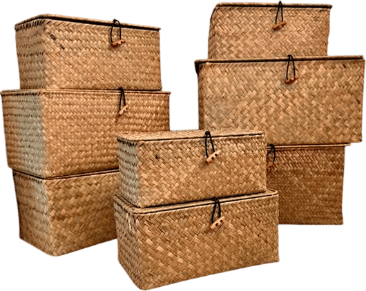 Woven Seagrass Storage Baskets with Lids