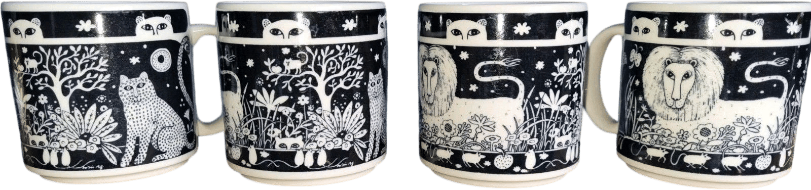 Vintage Taylor & Ng 1978 Garden of Eden Coffee Mug Set of 4