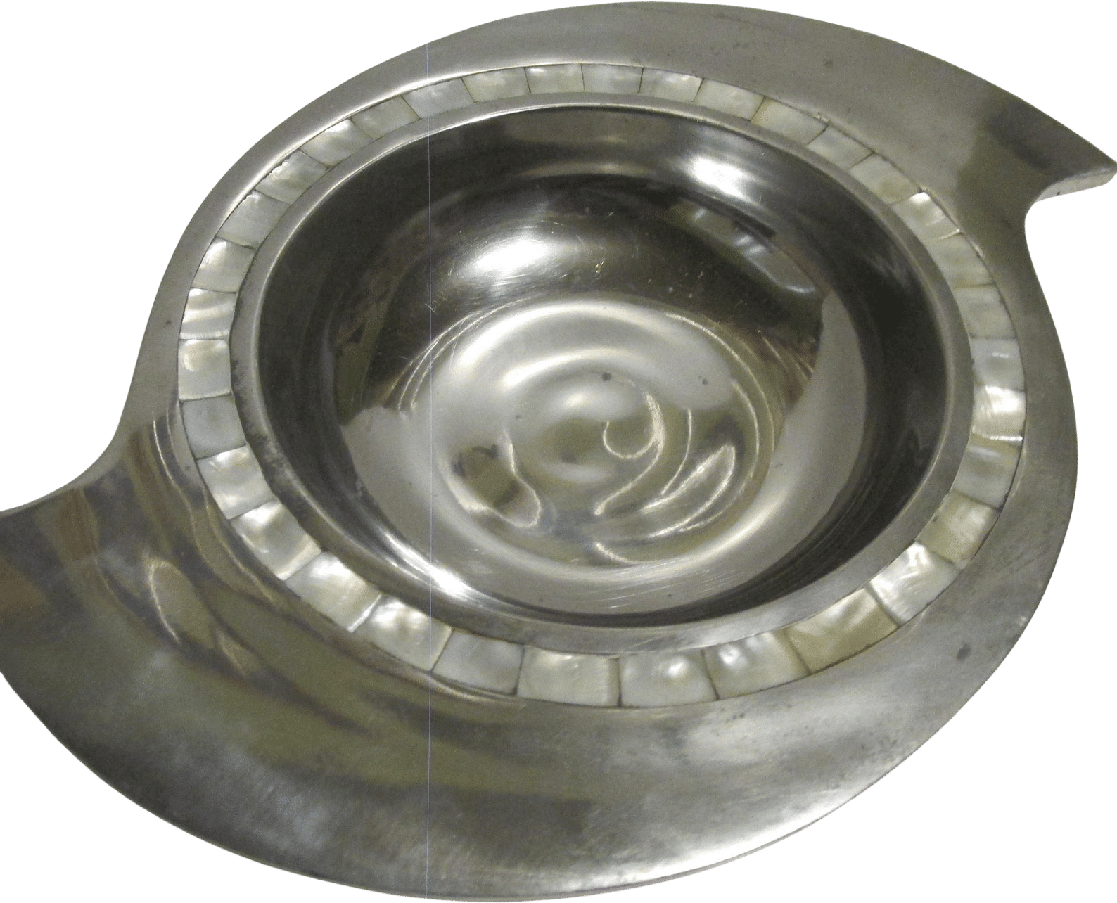 Art Deco Mother of Pearl Aluminum Trinket Dish
