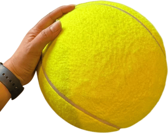 Giant tennis ball inflated