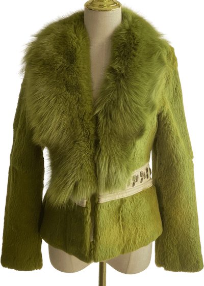 Vintage Green Fox & Rabbit Fur Jacket
