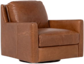 Lorenzo Maple 37" Italian Leather Swivel Armchair
