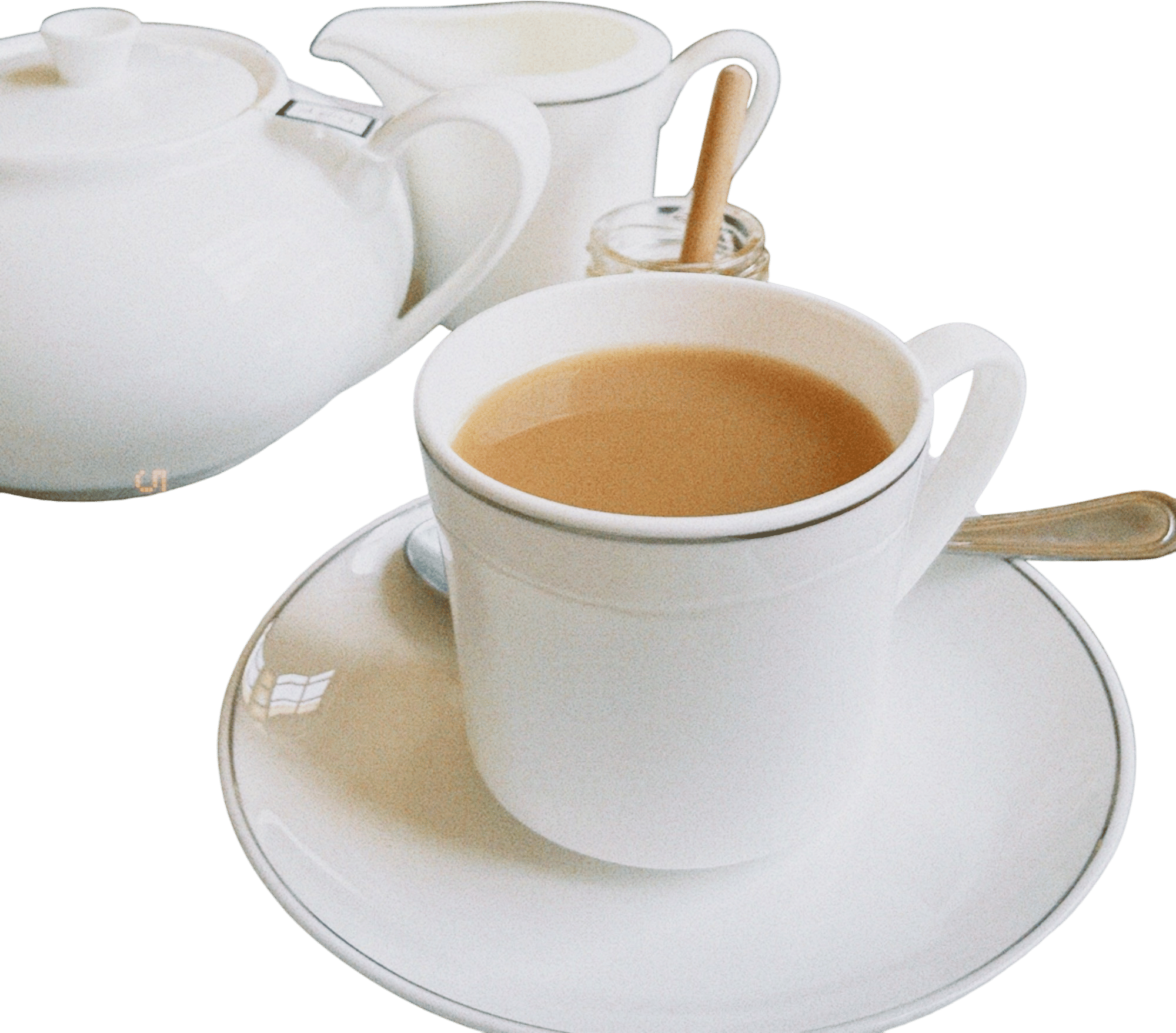 Strong black tea with honey + 1/2 & 1/2