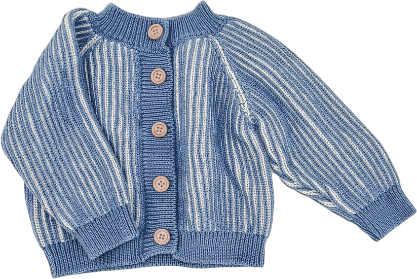 Cotton Brioche Cardigan in Dusty Blue