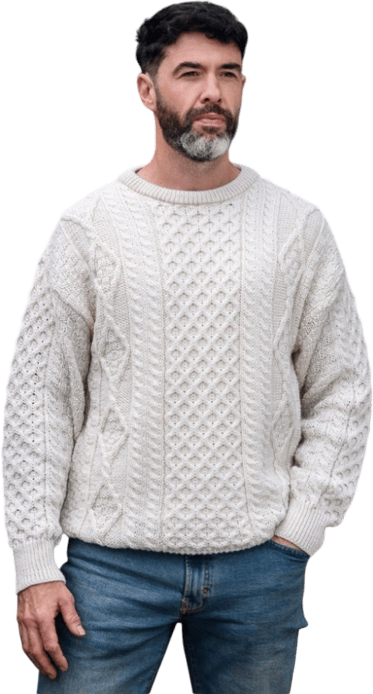 Men's Inis Mór Cable Knit Aran Wool Sweater