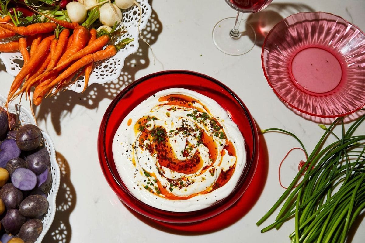 Labne with Sizzled Scallions and Chile (Alison Roman)