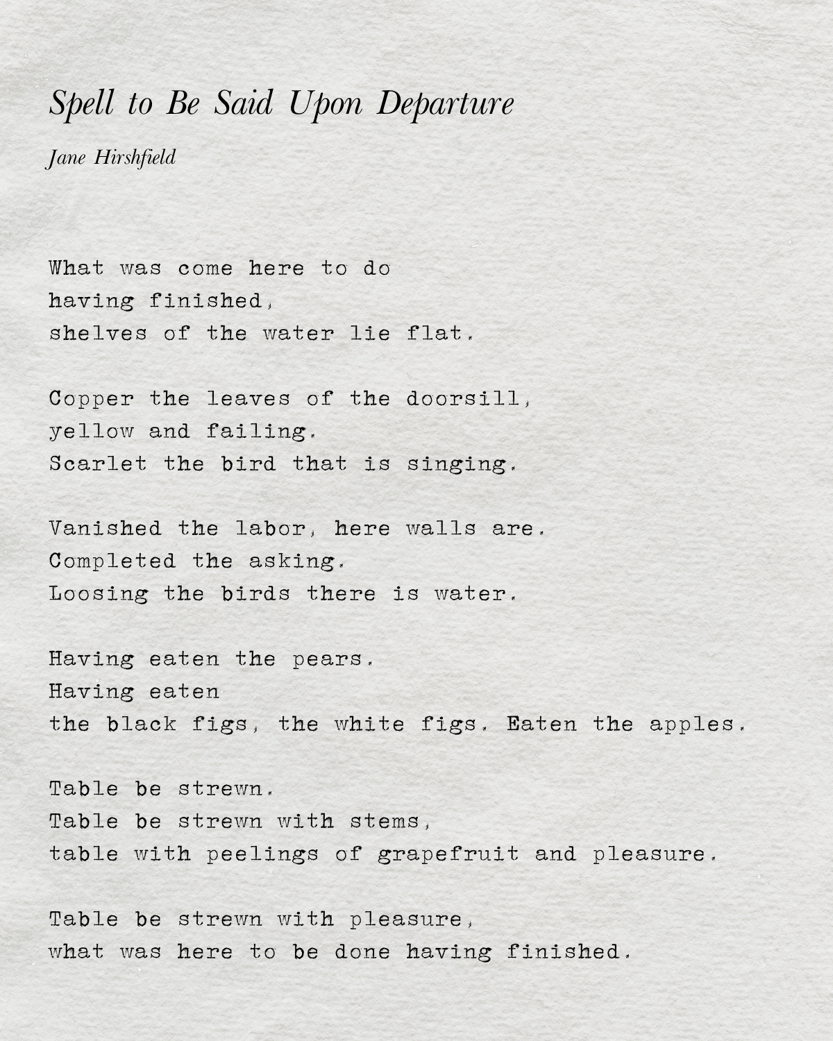 Spell to Be Said Upon Departure