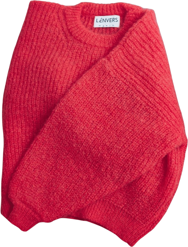 LUCIE Batwing Sweater in Mohair Wool - Coral