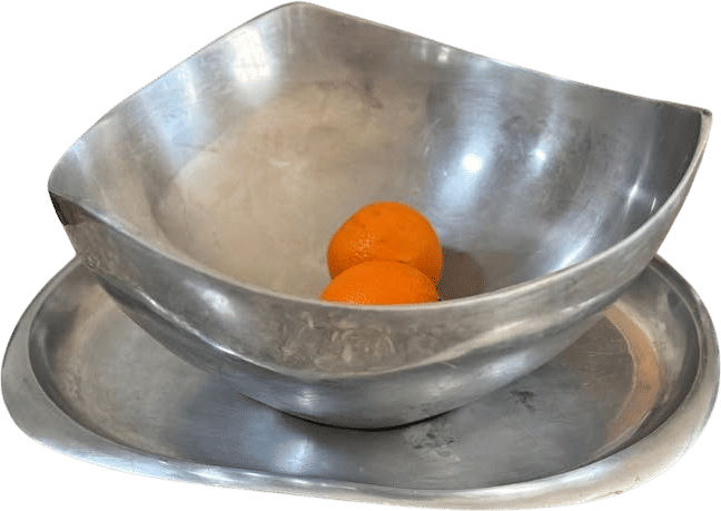 Vintage Nambé Tri-Corner Bowl & 18” Serving Platter