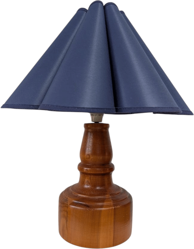 Vintage MID CENTURY Design SWEDISH Pine Wooden Table Lamp With Blue Shade From the 70/80s - Etsy