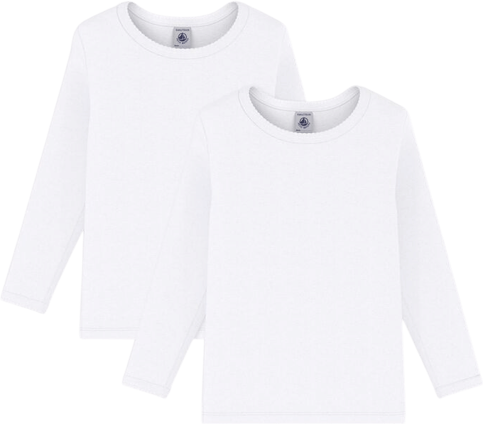 Girls' White Long-Sleeved T-Shirts - 2-Pack