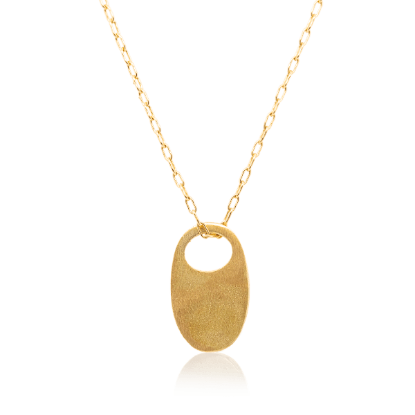 14k Yellow Gold Oval Pendant Necklace
