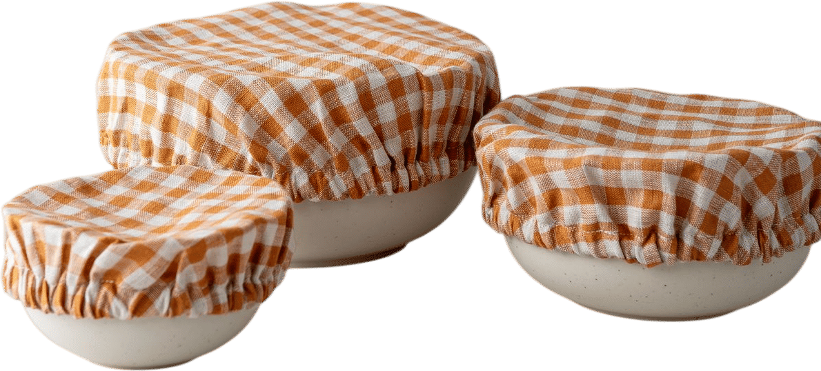 Linen Gingham Bowl Covers (Set of 3)