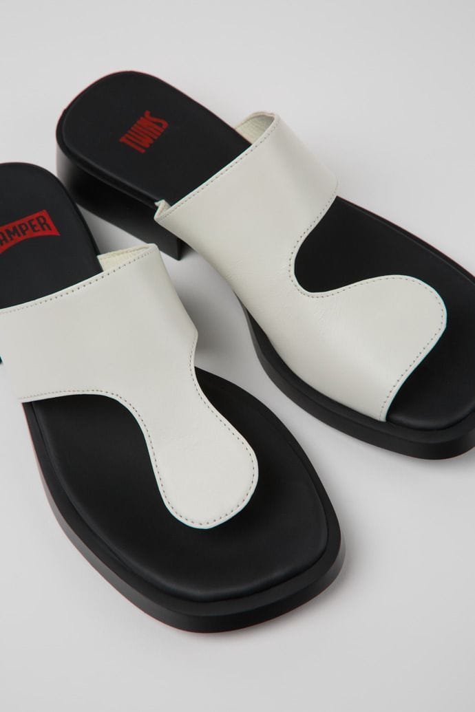 Twins White Leather Sandals