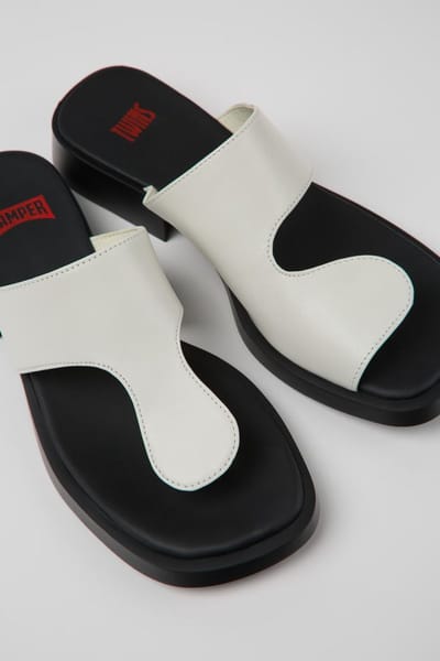 Twins White Leather Sandals