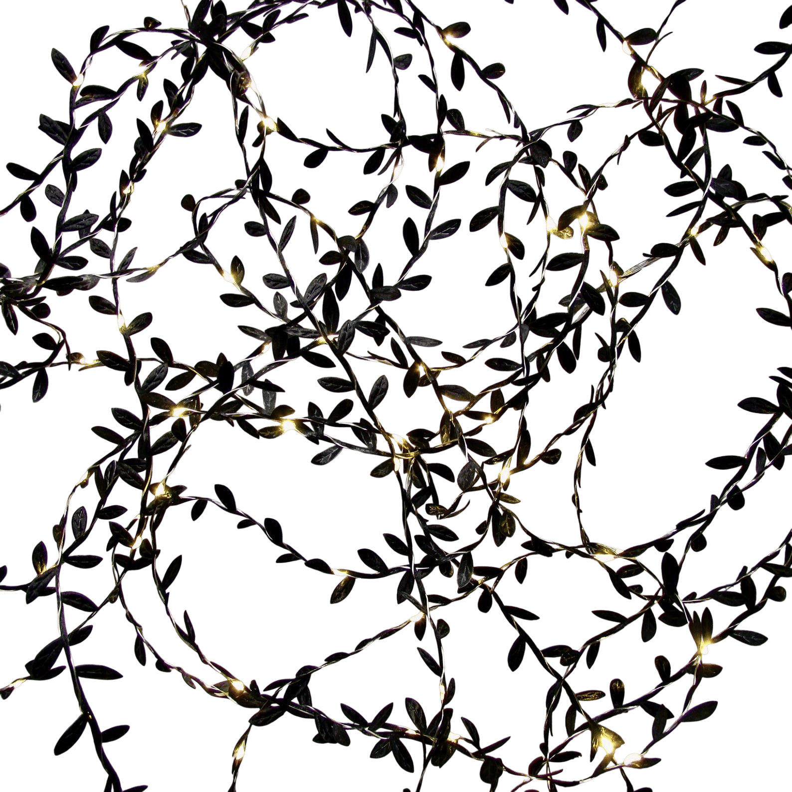 Black Leaf Gothic Fairy Lights Garland