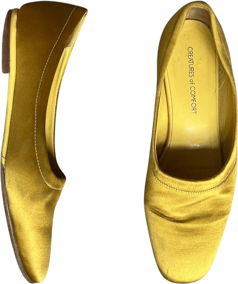 Creatures of Comfort Yellow Satin Ballet Flats