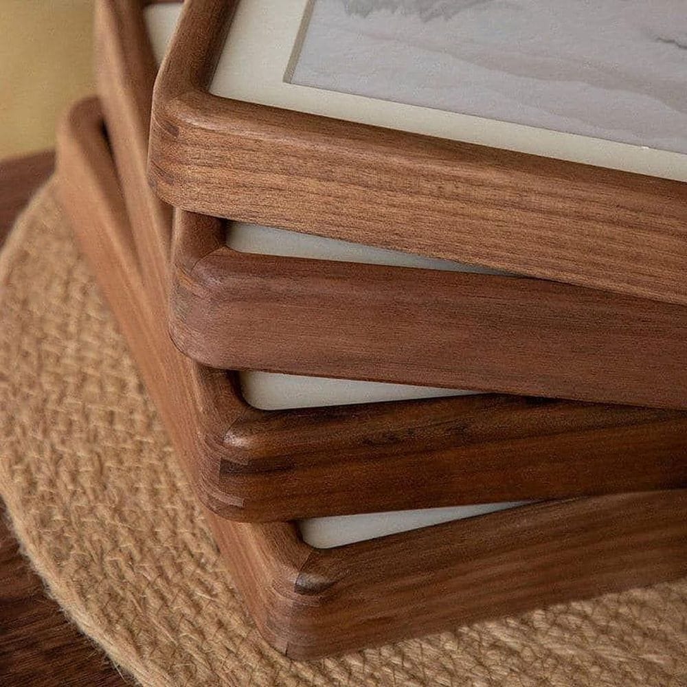 Rustic Walnut and Teak Wood Picture Frame