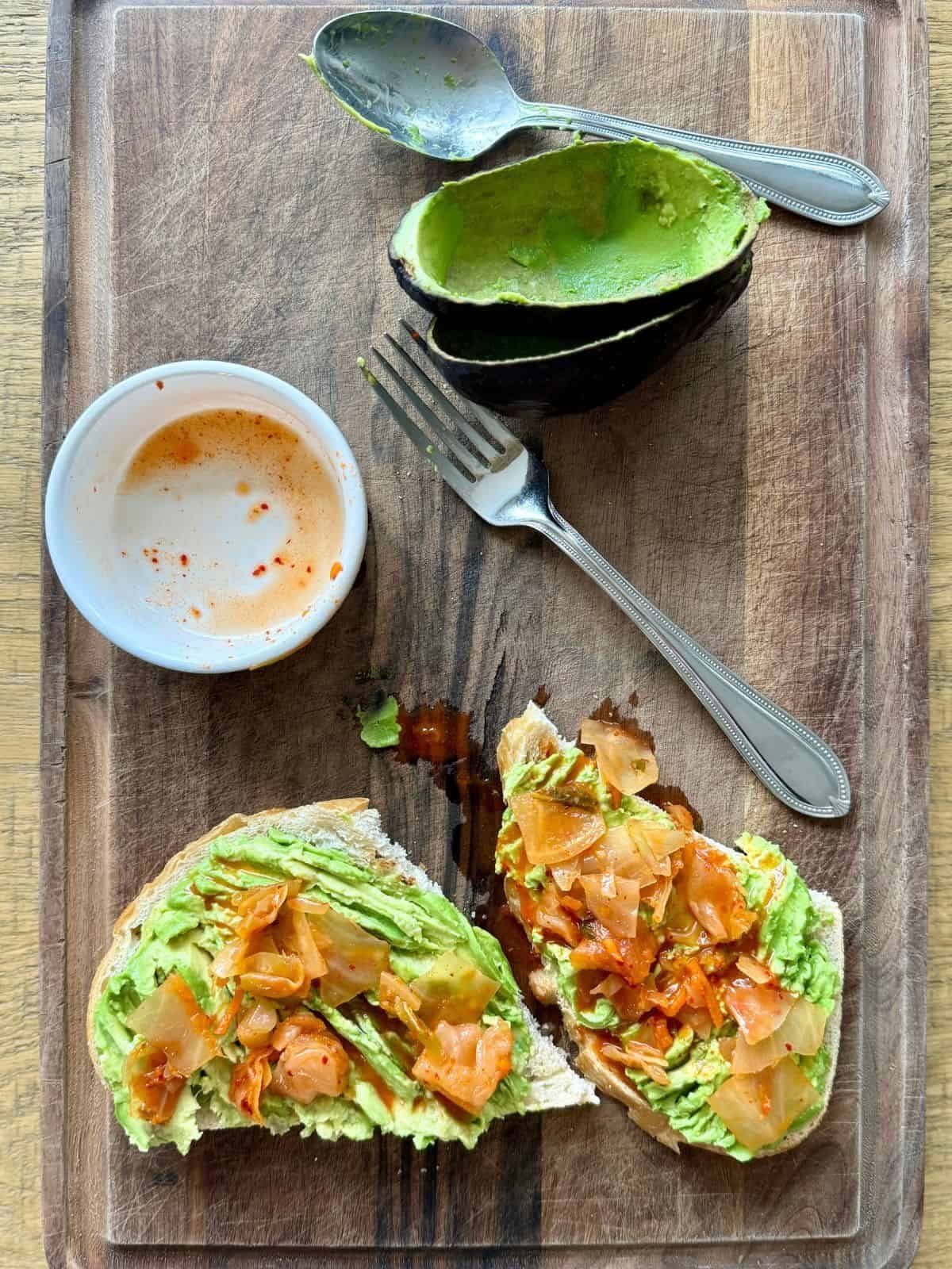 kimchi and avocado toast