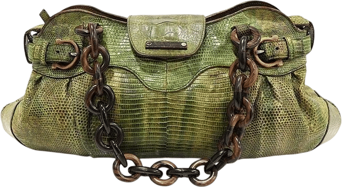 salvatore ferragamo "marisa" lizard wooden chain-link shoulder bag