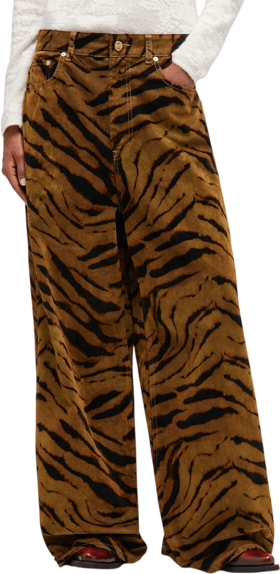 Ganni Baggy Jeans in Zebra Print