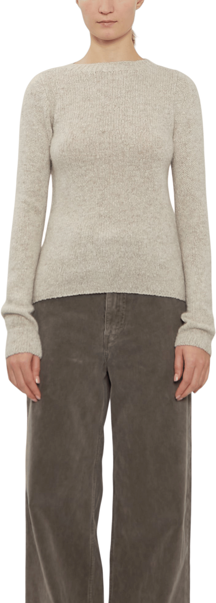 Cashmere Melange Sweater — Top Gray Beige
