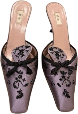 Prada Purple Satin Crystal Kitten Heels