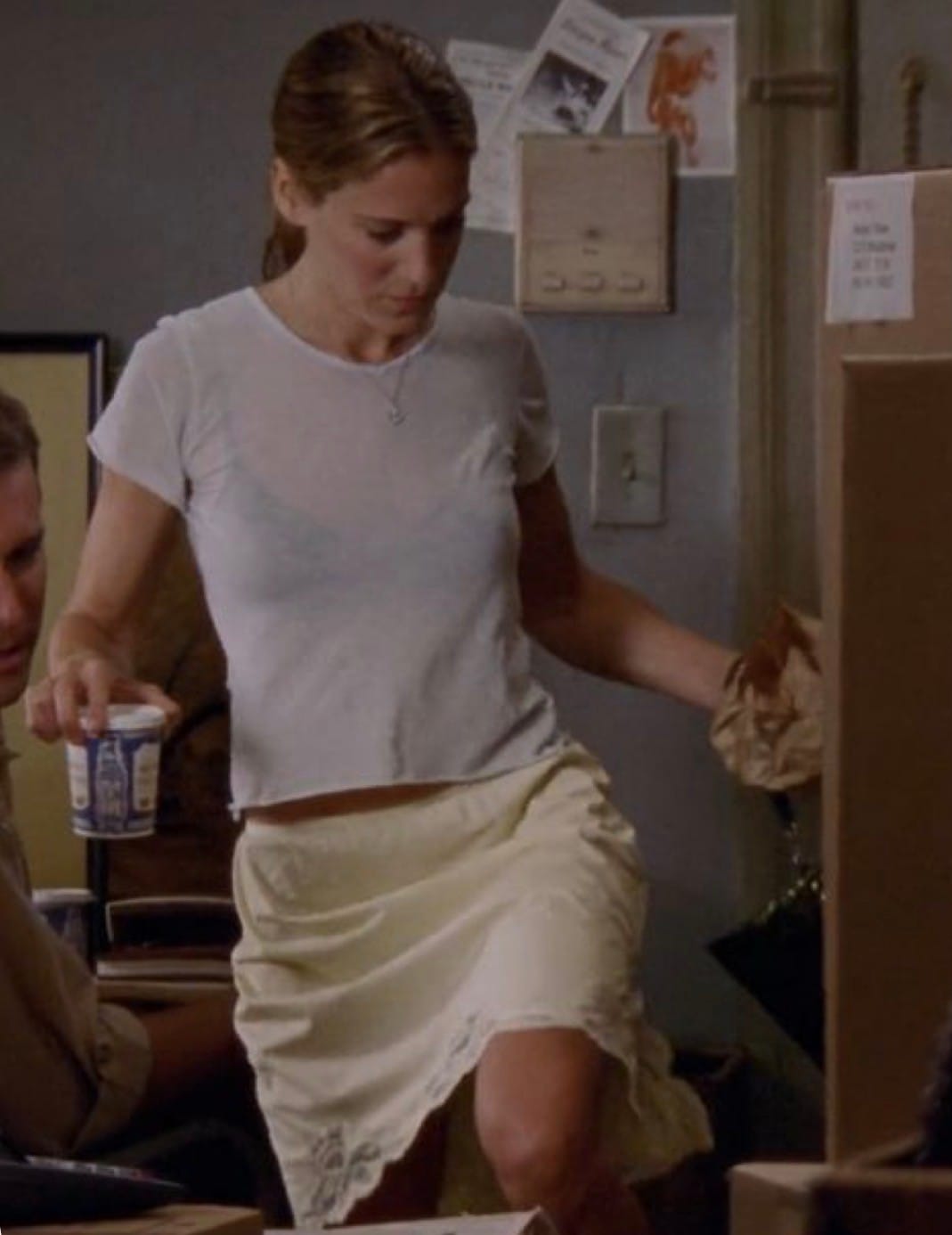Sheer shirt with bra showing under